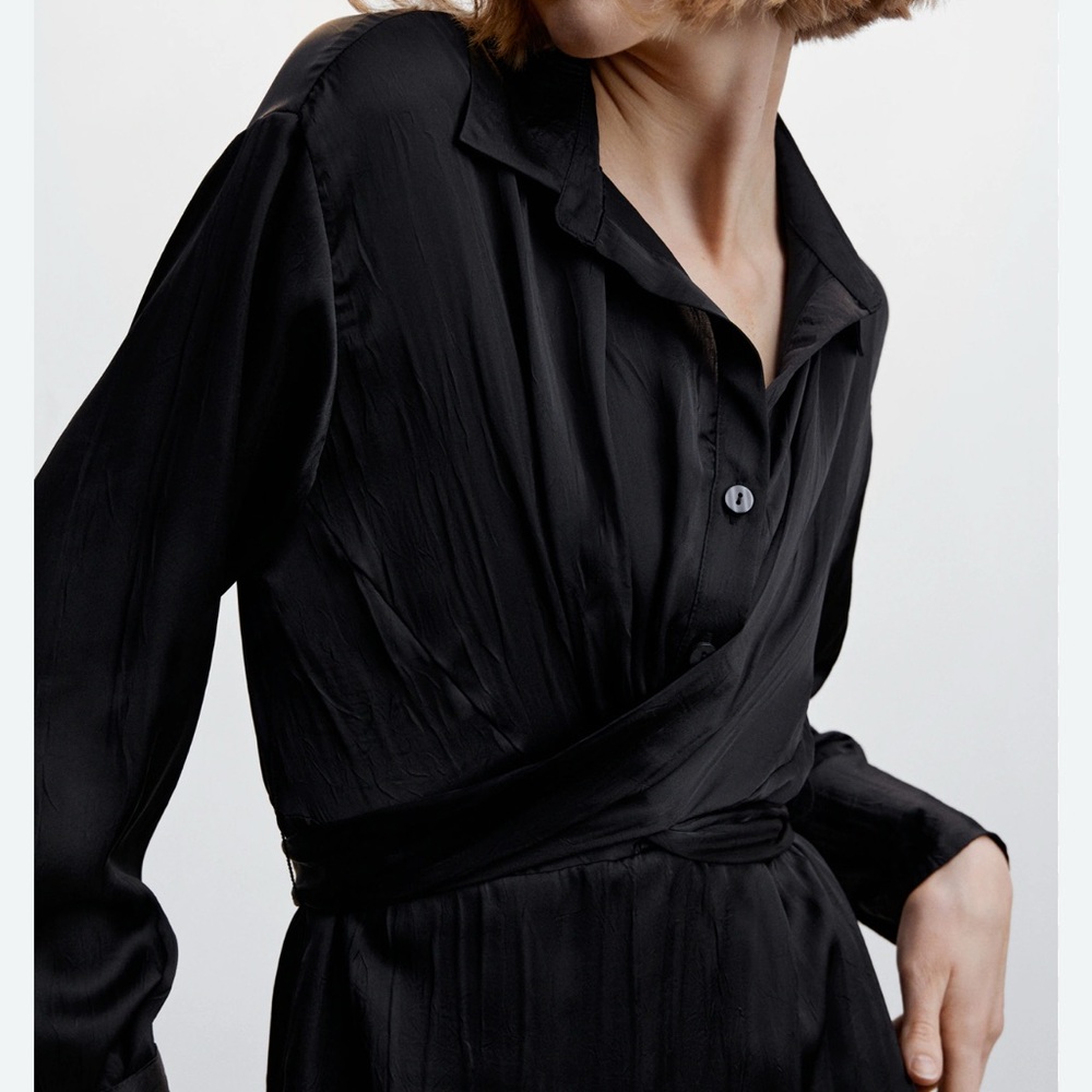 Mango Black Mini Wrap Dress